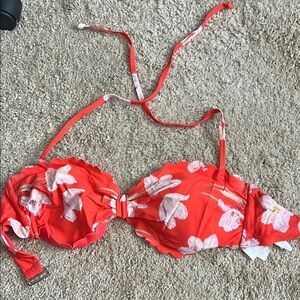 Floral Red Bikini Top